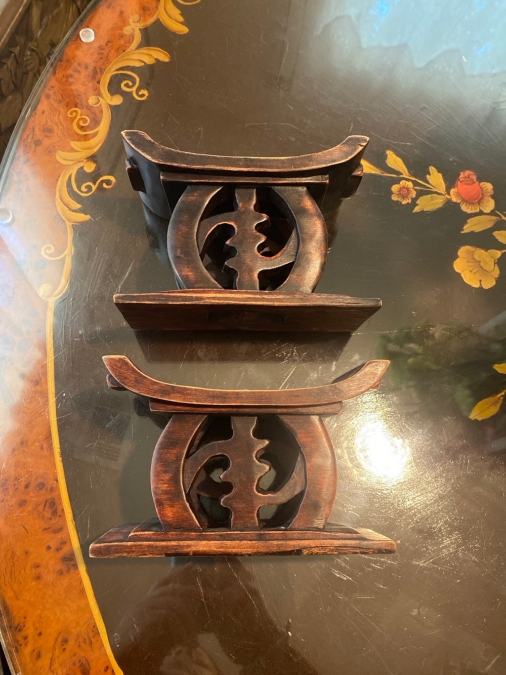 Pair of Ashanti Ghanaian ceremonial small Stools